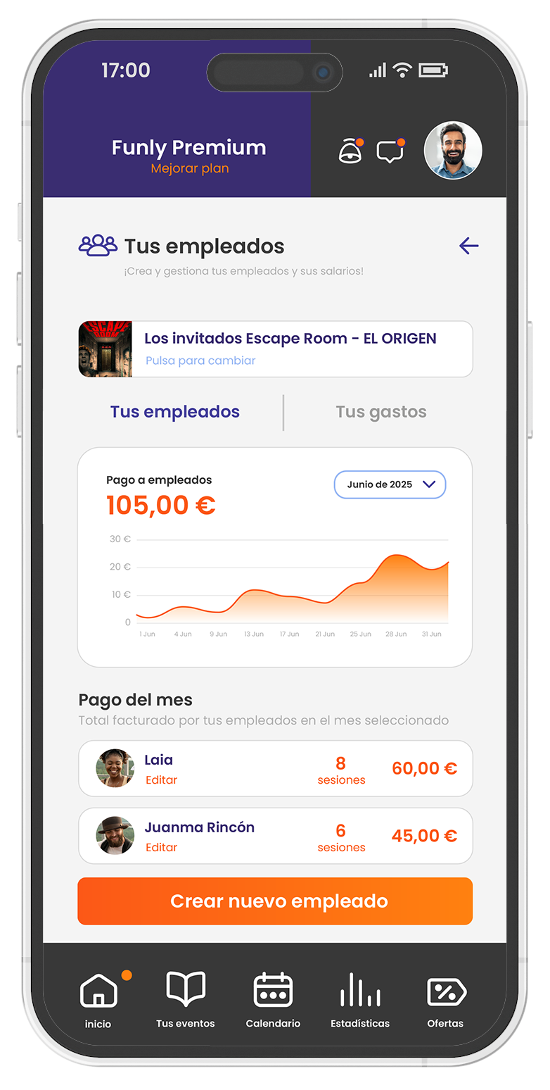 Captura de pantalla de la app de empresa