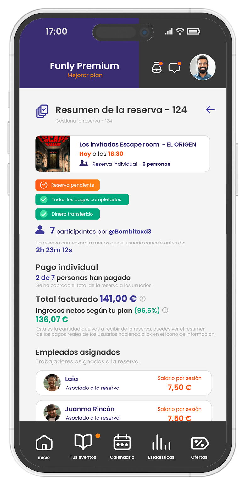 Captura de pantalla de la app de empresa