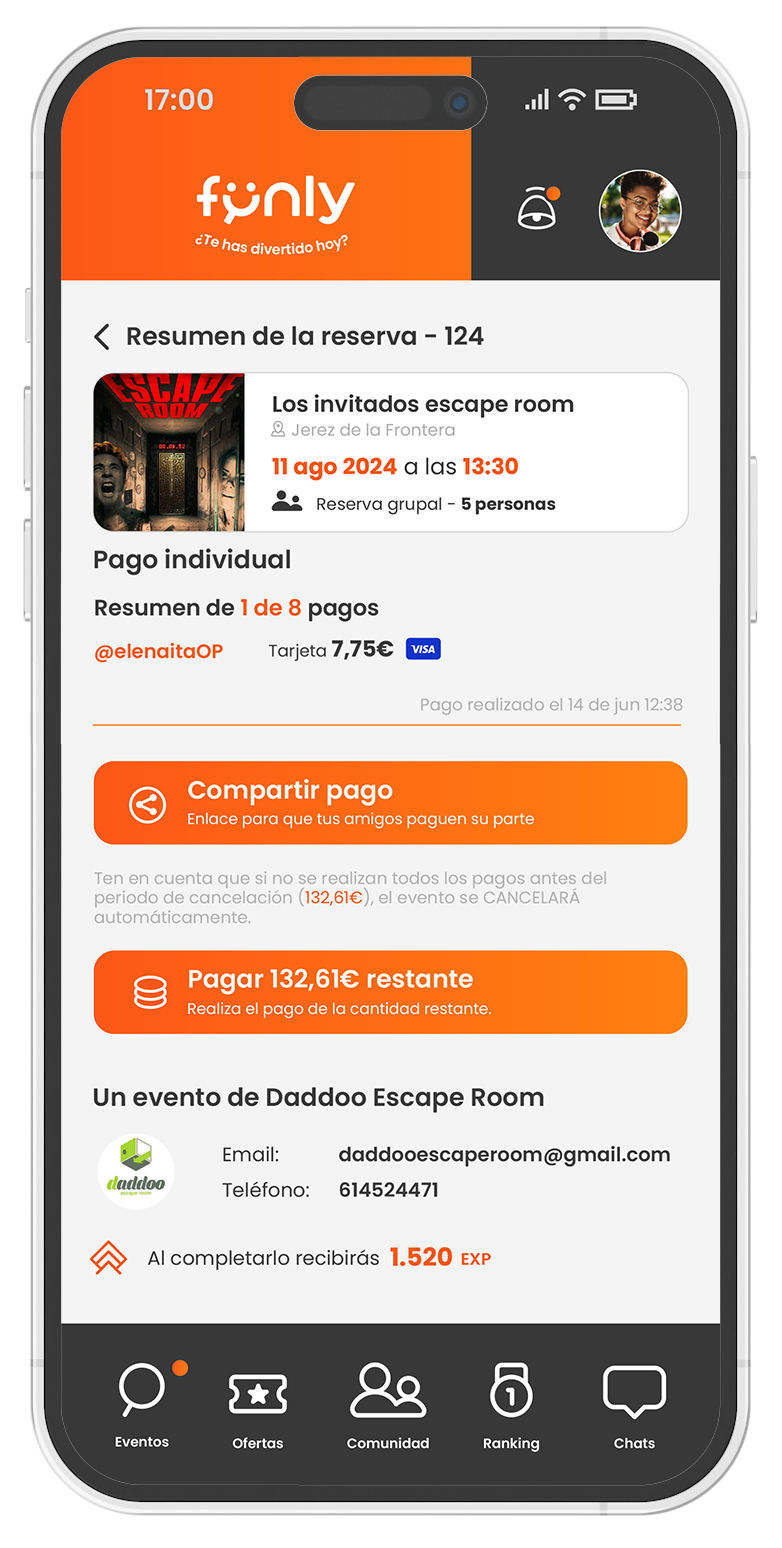 Captura de pantalla de la app de empresa
